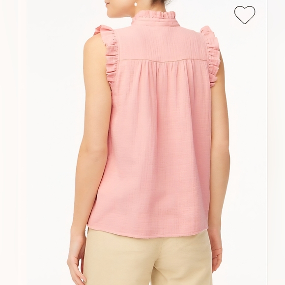 J.Crew Pink Gauze Smocked Ruffleneck Top, M - Picture 2 of 5